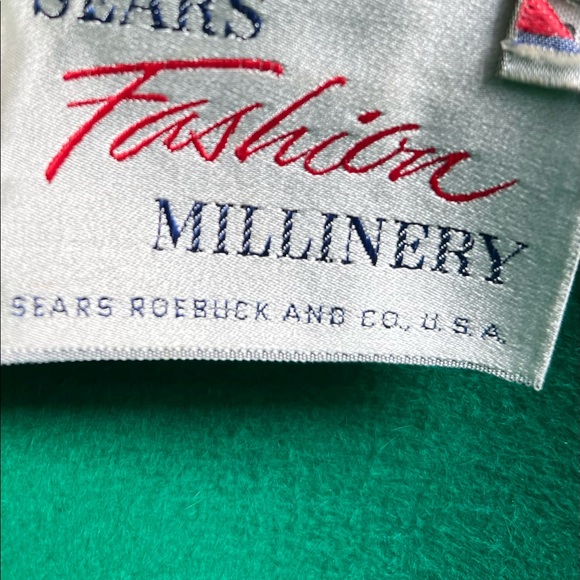 Vintage forest green faux fur felt bucket hat size 21.5” Sears Fashion Millinery - Picture 7 of 10